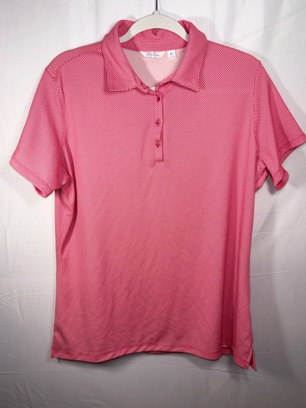 Lady Hagen Women's Pink Short-Sleeve Collared Button Golf Polo Top Size XL